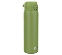 Ion8 Gourde Inox Léger 1 Litre, Non Isolé, Anti-Fuite, Facile à Ouvrir, Verrouillage Sécurisé, Lavable au Lave-Vaisselle, Poignée de Transport, Acier Inoxydable, 1200ml, Vert Kaki