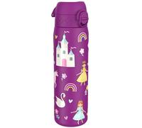 Ion8 Gourde Inox Léger, 600ml, Non Isolé, Anti-Fuite, Facile à Ouvrir, Verrouillage Sécurisé, Lavable au Lave-Vaisselle, Poignée de Transport, Durable, Acier Inoxydable, Princesse