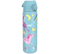 Ion8 Gourde Inox Léger, 600ml, Non Isolé, Anti-Fuite, Facile à Ouvrir, Verrouillage Sécurisé, Lavable au Lave-Vaisselle, Poignée de Transport, Durable, Acier Inoxydable, Bleu D'Alaska Licorne
