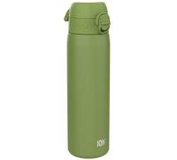 Ion8 Gourde Inox Léger, 600ml, Non Isolé, Anti-Fuite, Facile à Ouvrir, Verrouillage Sécurisé, Lavable au Lave-Vaisselle, Poignée de Transport, Durable, Acier Inoxydable, Vert Kaki