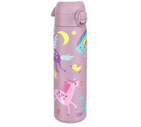 Ion8 Gourde Inox Léger, 600ml, Non Isolé, Anti-Fuite, Facile à Ouvrir, Verrouillage Sécurisé, Lavable au Lave-Vaisselle, Poignée de Transport, Durable, Acier Inoxydable, Lilas Licorne