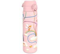Ion8 Gourde Inox Léger, 600ml, Non Isolé, Anti-Fuite, Facile à Ouvrir, Verrouillage Sécurisé, Lavable au Lave-Vaisselle, Poignée de Transport, Acier Inoxydable, Fées