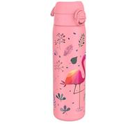 Ion8 Gourde Inox Léger, 600ml, Non Isolé, Anti-Fuite, Facile à Ouvrir, Verrouillage Sécurisé, Lavable au Lave-Vaisselle, Poignée de Transport, Durable, Acier Inoxydable, Flamant