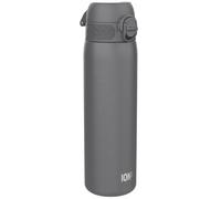 Ion8 Gourde Isotherme Inox, 500ml, Anti-Fuite, Facile à Ouvrir, Verrouillage Sécurisé, Lavable au Lave-Vaisselle, Poignée de Transport, S'adapte aux Porte-gobelets, Acier Inoxydable, Gris