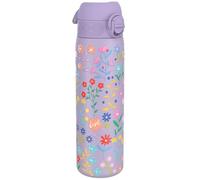 Ion8 Gourde Isotherme Inox, 500ml, Anti-Fuite, Facile à Ouvrir, Verrouillage Sécurisé, Lavable au Lave-Vaisselle, Poignée de Transport, Facile à Nettoyer, Acier Inoxydable, Fleuri Disséminé