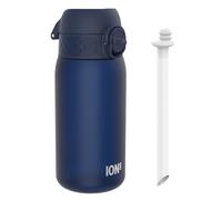 ION8 Gourde Paille, 350 ml/12 oz, Étanche, Facile à Ouvrir, Verrouillage Sécurisé, Lavable au Lave-vaisselle, Sans BPA, Poignée de Transport, Couvercle Hygiénique, Facile à Nettoyer, Bleu Marine