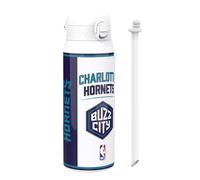 Ion8 NBA Charlotte Hornets Gourde Thermique Avec Paille Amovible, 750ml/24oz, Bouteille Étanche À Isolation Sous Vide, Facile À Ouvrir, Verrou Sécurisé, Passe Au Lave-Vaisselle, Couvercle Rabattable