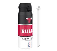 Ion8 NBA Chicago Bulls Gourde Thermique Avec Paille Amovible, 750ml/24oz, Bouteille Étanche À Isolation Sous Vide, Facile À Ouvrir, Verrou Sécurisé, Passe Au Lave-Vaisselle, Couvercle Rabattable