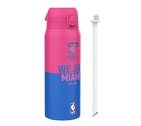 Ion8 NBA Miami Heat Gourde Thermique Avec Paille Amovible, 750ml/24oz, Bouteille Étanche À Isolation Sous Vide, Facile À Ouvrir, Verrou Sécurisé, Passe Au Lave-Vaisselle, Couvercle Rabattable