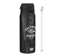 Ion8 NFL Baltimore Ravens Gourde Thermique Avec Paille Amovible, 750ml/24oz, Bouteille Étanche À Isolation Sous Vide, Facile À Ouvrir, Verrou Sécurisé, Passe Au Lave-Vaisselle, Couvercle Rabattable