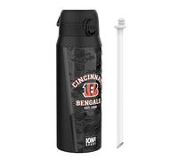 Ion8 NFL Cincinnati Bengals Gourde Thermique Avec Paille Amovible, 750ml/24oz, Bouteille Étanche À Isolation Sous Vide, Facile À Ouvrir, Verrou Sécurisé, Passe Au Lave-Vaisselle, Couvercle Rabattable
