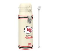 Ion8 NFL Kansas City Chiefs Gourde Thermique Avec Paille Amovible, 750ml/24oz, Bouteille Étanche À Isolation Sous Vide, Facile À Ouvrir, Verrou Sécurisé, Passe Au Lave-Vaisselle, Couvercle Rabattable