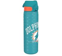 Ion8 NFL Miami Dolphins Gourde En Acier Légère, 600 ml/20 oz, Non Isolée, Étanche, Facile À Ouvrir, Verrouillage Sécurisé, Passe Au Lave-Vaisselle, Couvercle Rabattable, Compatible Porte-Gobelet