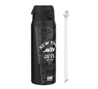 Ion8 NFL New York Jets Gourde Thermique Avec Paille Amovible, 750ml/24oz, Bouteille Étanche À Isolation Sous Vide, Facile À Ouvrir, Verrou Sécurisé, Passe Au Lave-Vaisselle, Couvercle Rabattable