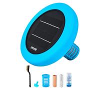 Ioniseur solaire pour piscine, ioniseur rond en cuivre pour piscines jusqu'à 170 343 litres, système flottant automatique de nettoyage et de purification de l'eau, eau sans chlore, avec anode en cuivr