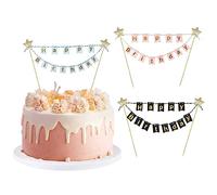 IOSPKKIO Lot de 3 guirlandes de fanions Happy Birthday - Décoration de gâteau pour anniversaire - Belle décoration de gâteau pour décoration de gâteau - Multicolore