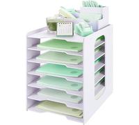 IOUGDSEC Organisateur de bureau avec 7 niveaux, porte-documents avec porte-stylos, format A4, bac à courrier, bac à documents avec tiroir pour bureau, école, maison