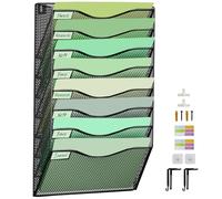 IOUGDSEC Organiseur de dossiers mural à 8 étages en maille, Organiseur de dossiers verticaux à filets moyens à suspendre, Porte-revues et dossiers pour bureau, avec crochets pour étiquettes