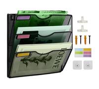 IOUGDSEC Porte Documents Mural, 3 Niveaux Porte-revues mural, corbeilles à courrier Fixation murale maille métallique durable, Noir