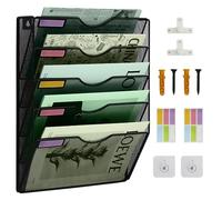 IOUGDSEC Porte Documents Mural, 5 Niveaux Porte-revues mural, corbeilles à courrier Fixation murale maille métallique durable, Noir