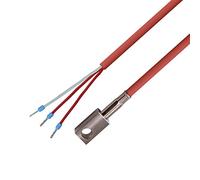 iOVEO 049OF01302 - PT100 - Sonde de surface à 3 conducteurs en acier inoxydable avec bloc à 4 pans et capteur de température et câble en silicone jusqu'à 200 °C, 2 mètres