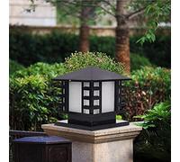 IP65 étanche finition noire lampe de colonne extérieure E27 pilier lampadaires antirouille mur de jardin patio pilier lampadaire luminaire carré en verre dépoli lanterne extérieure lampe sur pied