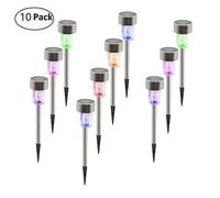 Ip65 Étanche Paysage Coloré/Pathway Lampe En Acier Inoxydable Led Solaire Lumières Extérieures Pour Patio, Pelouse, Cour, Passerelle, Installation Facile Sans Fils ( 10 Pièces ) Blanc