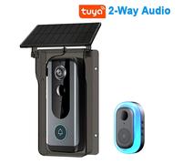IP65 Tuya sonnette extérieure sans fil couverture solaire 1080P interphone vidéo 2 voies Audio détection de mouvement judas porte caméra Wifi cloche Black Cover