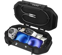 [IP68 & 2 Tête Verrou]Diyife Coffret Fort Portable Sécurisé, 4 Chiffres Combinaison Petit Coffre Fort, Doublure en Silicone, Câble en Acier Amovible-Anti-Coupure et Anti-Perte, pour Maison Hôtel Plage