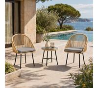 Concept Usine – Ensemble de jardin Ipanema – 2 fauteuils et table basse – Effet rotin naturel