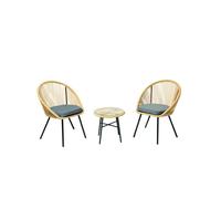 IPANEMA - Salon de jardin avec 2 fauteuils et table basse beige en corde