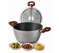 IPEA Casserole Induction Faitout 24 cm Antiadhésif en Aluminium - [ GAMME INDUSTONE ] - Pour Soupes, Légumes et Risottos - Marmite Haute pour Cuire Pâtes, Viande et Poisson - Poignées Ergonomiques