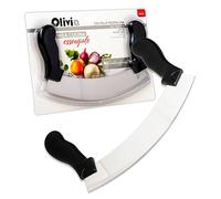 IPEA Couteau Hachoir Demi Lune avec Lame Incurvée en Acier Inoxydable - Couteau Monogame pour couper les Légumes, Herbes, Viandes, Aliments, Pizza - Manche Ergonomique - Coupe Précise et Efficace