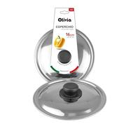 IPEA Couvercle pour poêle ou casserole en acier inoxydable - 16/18/20/22/24/26/28/30 cm - Couvercle rond universel avec bouton pour poêles de cuisine - Lavable au lave-vaisselle - 16 cm