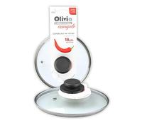 IPEA Couvercle pour Poêle ou Casserole en Verre Trempé - 16/18 / 20/22 / 24/26 / 28/30 cm - Transparent Rond Universel avec Bouton pour Poêles et Casseroles Cuisine - Lave-Vaisselle - 18 CM