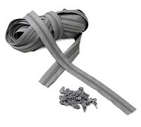 IPEA Fermeture éclair mesure 5# Chaîne continue - 10 mètres - Fermeture éclair au mètre en nylon + 25 curseurs inclus - Zip - Découpable pour couture, 3 couleurs au choix, gris, largeur 30 mm