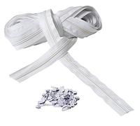 IPEA Fermeture éclair mesure 5# Chaîne continue - 10 mètres - Fermeture éclair au mètre en nylon + 25 curseurs inclus - Zip - Découpable pour couture, 3 couleurs au choix, blanc, largeur 30 mm