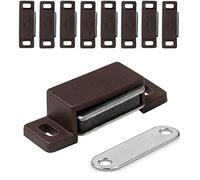 IPEA Loquets Magnetiques pour Meubles, Portes, Armoires - 10 pièces - Fermeture Magnétique avec Aimants pour Placards et Cabinets - Charnières Magnétiques - Marron