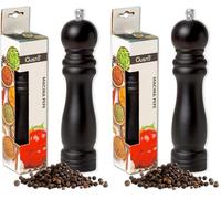 IPEA Moulin à Poivre manuel en Bois Noir pour Poivre, Piment et Sel - Moulin à Poivre Classique de Cuisine avec Broyeur en Métal pour Moudre les épices, le Cumin, le Sésame, le Paprika (Lot de 2)