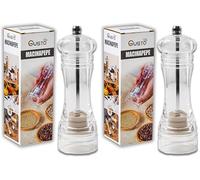 IPEA Moulin à Poivre manuel en Bois Transparent pour Poivre, Piment et Sel - Moulin à Poivre Classique de Cuisine avec Broyeur en Métal pour Moudre les épices, le Cumin, le Sésame, le Paprika