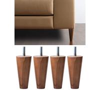 IPEA Pieds pour Meuble et Canapé en Bois Couleur Noyer - Hauteur 120 mm - Fabriqué en Italie - Lot de 4 Pieds en Forme de Cône pour Armoires et Fauteuils - 12 CM