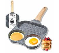 IPEA Poêle à Crêpes Pancake 4 Trous - Anti-adhésive pour induction et Gaz - 21 cm - en Aluminium pour Omelette, Crêpes, Oeufs, Hamburgers - de Cuisine - Poignée Super Comfort