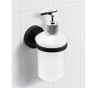IPEA Porte-Distributeur adhésif Mural Noir - Pas Besoin de perçage - Design Moderne - élégant Porte-Bouteille Mural pour Savon Liquide à Coller dans la Salle de Bain, Douche, Maison - Support Auto