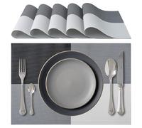 IPEA Sets de Table élégants 45 x 30 cm pour Dîner, Déjeuner, petit Déjeuner - 6 unités - Set de table lavable, Résistant au chaleur, antidérapant et anti-taches tables cuisine et salle à manger - Gris