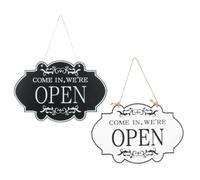 Ipetboom 2 Pièces Panneau D'ouverture Réversible en Bois, Plaque Décorative Suspendue Double Face, 17x78 Pouces, avec Corde et Crochet, pour Hôtels et Restaurants