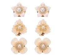 Ipetboom 3 Paires de Boutons de Manchette pour Femmes Couvre-boutons Détachables à Fleurs avec Strass et Fausses Perles Accessoires Élégants pour Chemisiers, Robes et Occasions