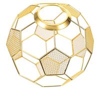 Ipetboom Abat-jour Métal à Motif Football avec Design Creux Lampe Suspendue Décorative pour Salon Bar et Restaurant Abat-jour Cage Robuste Acier Inoxydable Finition Électrodéposée Dorée