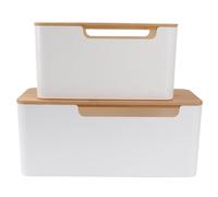 Ipetboom Boîte de Rangement pour Câble Blanc en Plastique Abs 2 Pièces pour Cache Prise Électrique et Organisation de Fils à Domicile Garde-Manger