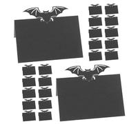 Ipetboom Cartes de Table Réutilisables en Papier Noir Lot de 60 Halloween Design Chauve-souris Gérer Sièges Gothique et Élégante Lors D'une Fête