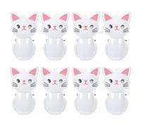 Ipetboom Colliers d'étanchéité, clips de fermeture de pochette, forme chat, 8 pièces, plastique blanc, fermeture hermétique, pour bureau et rangement de livres